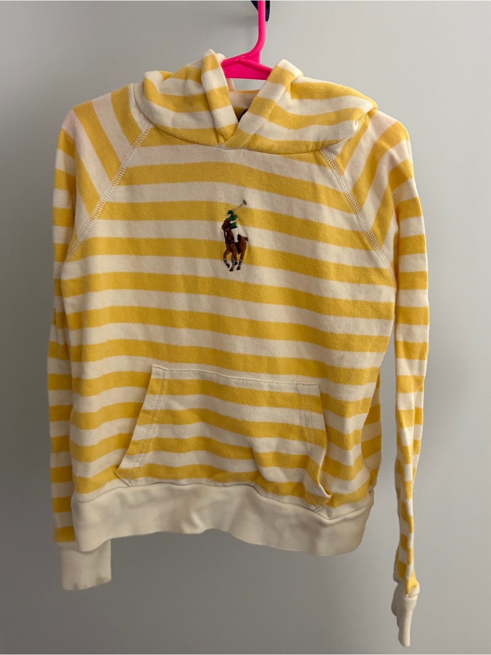 Polo by Ralph Lauren Yellow and White Striped Kids Hooded Sweatshirt